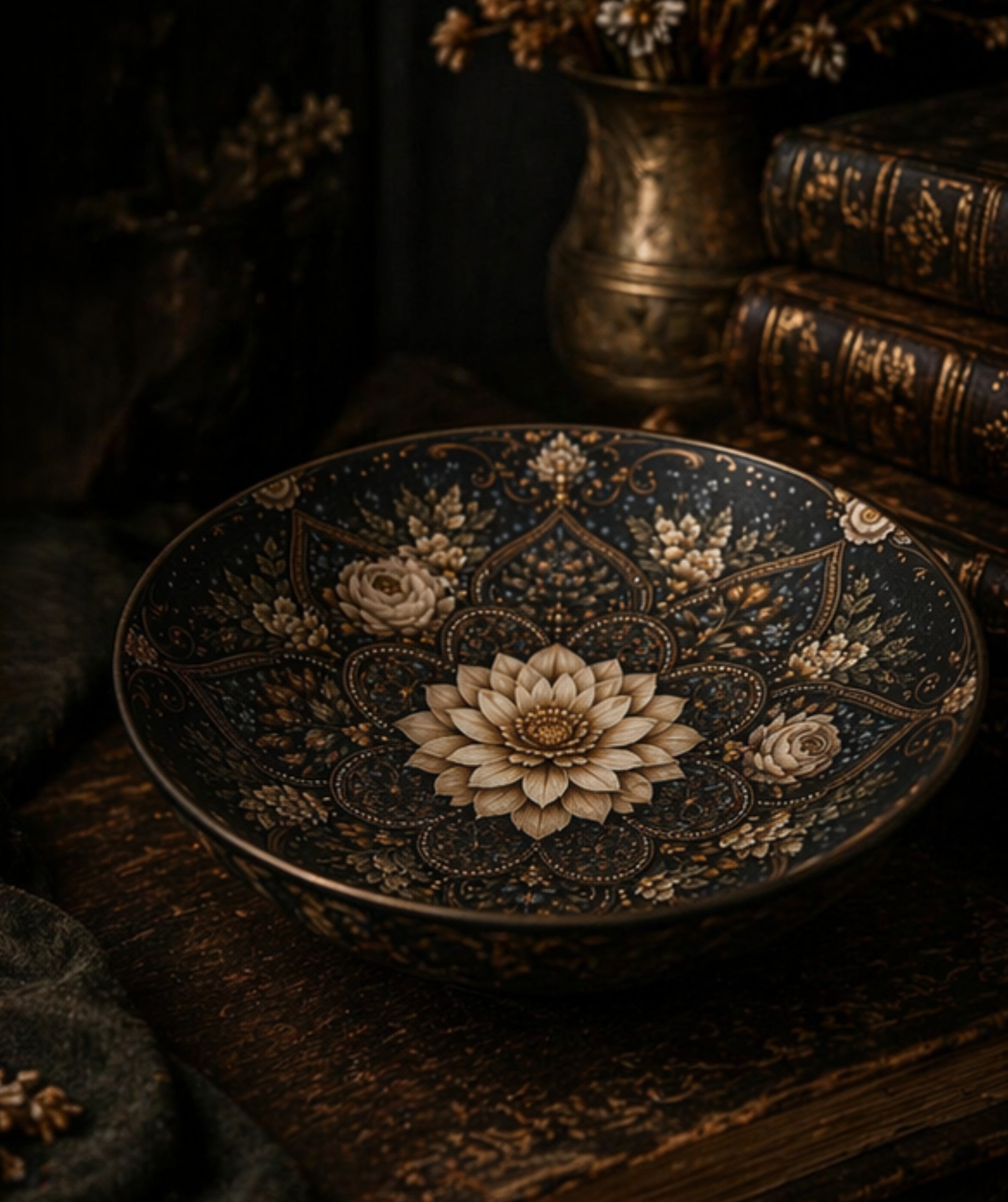 The Ornamental Bowl — Nocturnal Lotus Mandala | The Gilded Cabinet - The Canvas Collective