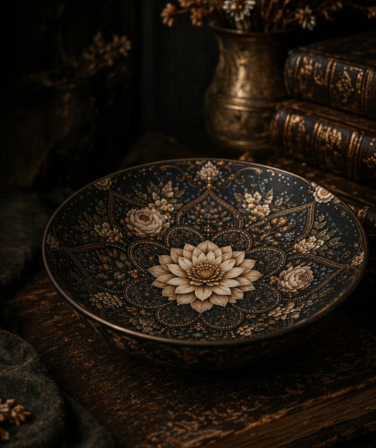 The Ornamental Bowl — Nocturnal Lotus Mandala | The Gilded Cabinet - The Canvas Collective