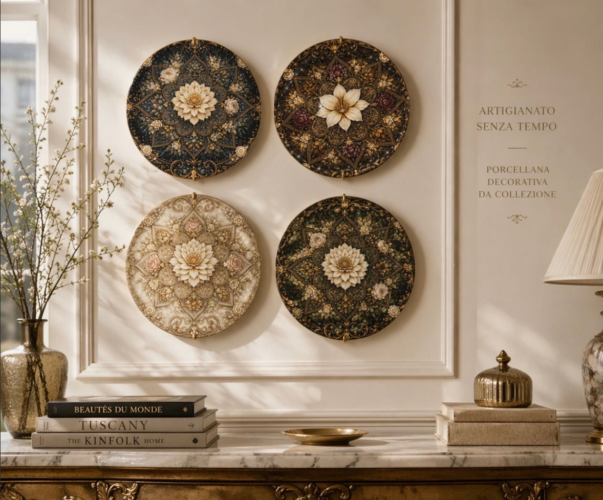 The China Plates — Lotus Mandala Set | The Gilded Cabinet - The Canvas Collective